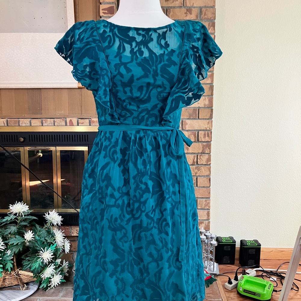 Moulinette Soeurs Green Ruffled Smocked Midi Dress from Anthropologie, Size 2